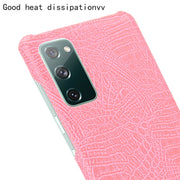 For Samsung Galaxy S20 FE Shockproof Crocodile Texture PC + PU Case(Pink)