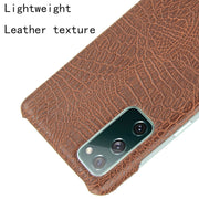 For Samsung Galaxy S20 FE Shockproof Crocodile Texture PC + PU Case(Brown)