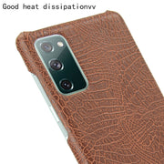 For Samsung Galaxy S20 FE Shockproof Crocodile Texture PC + PU Case(Brown)