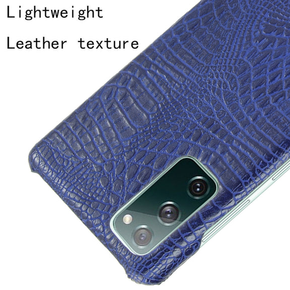 For Samsung Galaxy S20 FE Shockproof Crocodile Texture PC + PU Case(Blue)