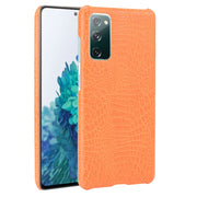 For Samsung Galaxy S20 FE Shockproof Crocodile Texture PC + PU Case(Orange)