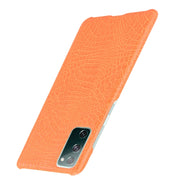 For Samsung Galaxy S20 FE Shockproof Crocodile Texture PC + PU Case(Orange)