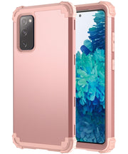 For Samsung Galaxy S20 FE PC + Silicone Three-piece Shockproof Protection Case(Rose Gold)