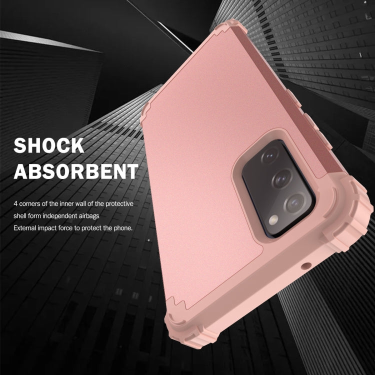 For Samsung Galaxy S20 FE PC + Silicone Three-piece Shockproof Protection Case(Rose Gold)