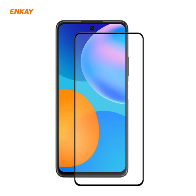 For Huawei P Smart 2021 ENKAY Hat-Prince Full Glue 0.26mm 9H 2.5D Tempered Glass Full Coverage Film