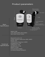 Fineblue F960 CSR4.1 Retractable Cable Caller Vibration Reminder Anti-theft Bluetooth Headset