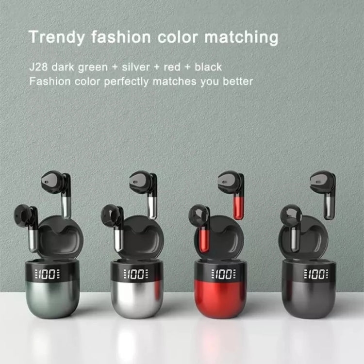 J28 TWS Wireless Bluetooth Earphones LED Digital Display HIFI Music Sport Earphone(Red)
