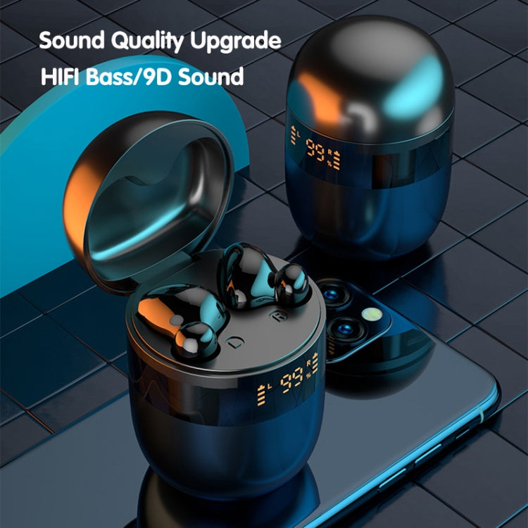 J28 TWS Wireless Bluetooth Earphones LED Digital Display HIFI Music Sport Earphone(Blue)