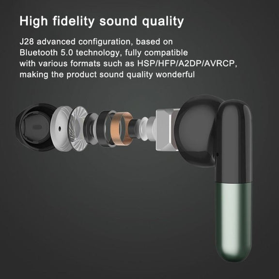 J28 TWS Wireless Bluetooth Earphones LED Digital Display HIFI Music Sport Earphone(Red)