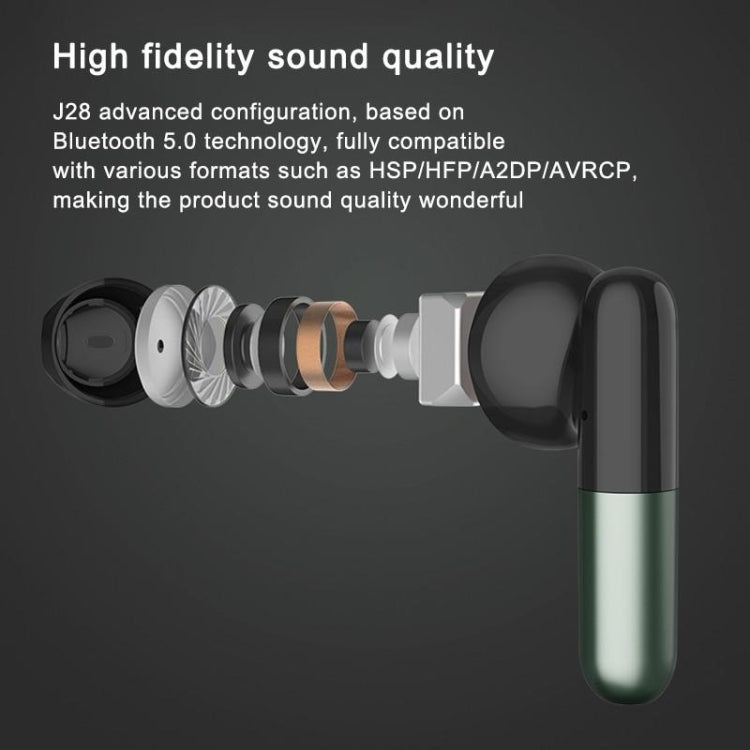 J28 TWS Wireless Bluetooth Earphones LED Digital Display HIFI Music Sport Earphone(Red)