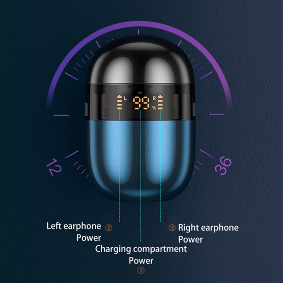 J28 TWS Wireless Bluetooth Earphones LED Digital Display HIFI Music Sport Earphone(Red)