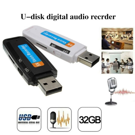 SK001 Professional Rechargeable U-Disk Portable USB Digital Audio Voice Recorder Pen Support TF Card Up to 32GB Dictaphone Flash Drive(Black)