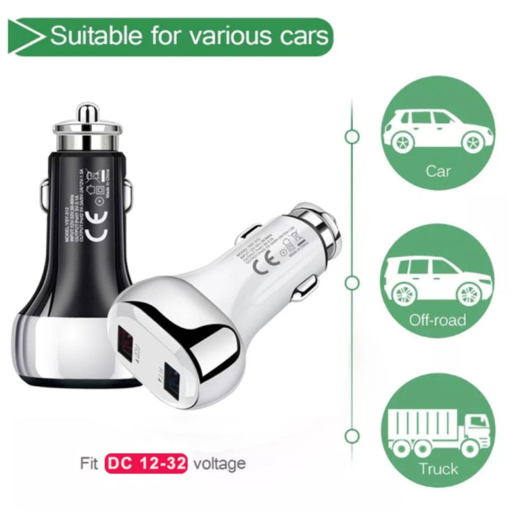 YSY-312 2 in 1 18W Portable QC3.0 Dual USB Car Charger + 1m 3A USB to Micro USB Data Cable Set(Black)