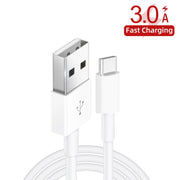YSY-349 QC3.0 Dual Port USB Car Charger + 3A USB to USB-C / Type-C Data Cable, Length: 1m(White)