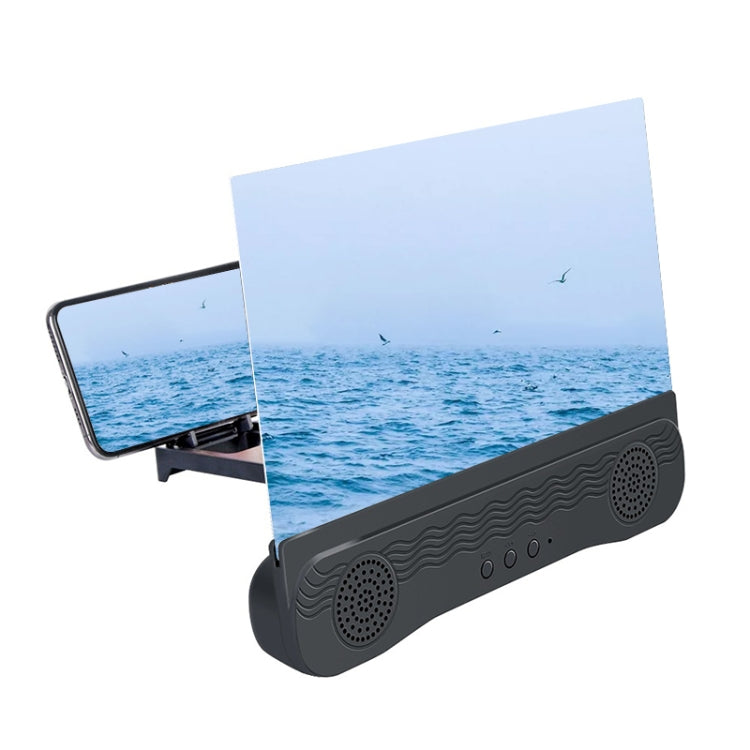 K8 Bluetooth 5.0 Mobile Phone Screen Magnifier 3D Enlarger 12inch Magnifying Bracket Desktop Holder Stand For Phone(black)