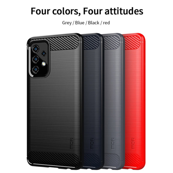 For Samsung Galaxy A52 5G/4G MOFI Gentleness Series Brushed Texture Carbon Fiber Soft TPU Case(Black)