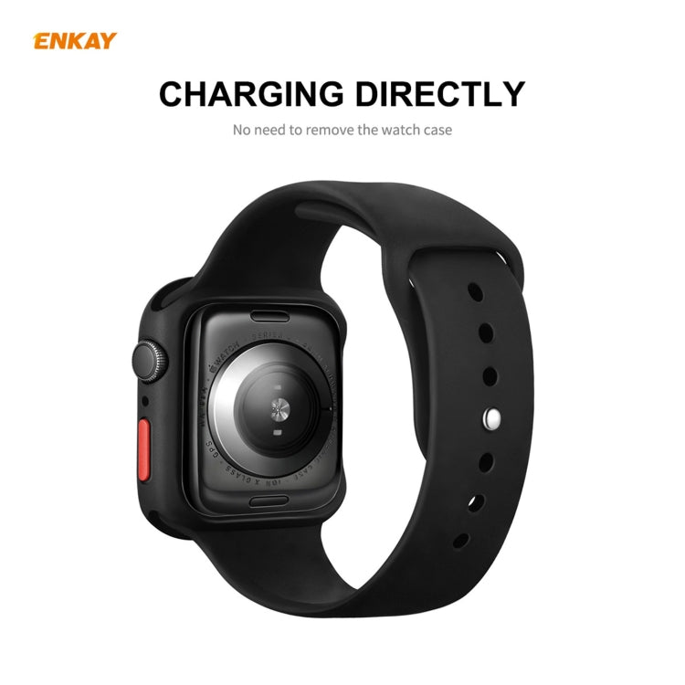 ENKAY Hat-prince Full Coverage TPU Case + Tempered Glass Protector for Apple Watch Series 6 / 5 / 4 / SE 44mm(Black)