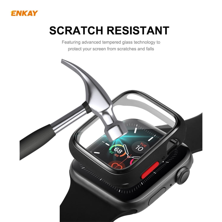 ENKAY Hat-prince Full Coverage TPU Case + Tempered Glass Protector for Apple Watch Series 6 / 5 / 4 / SE 44mm(Black)