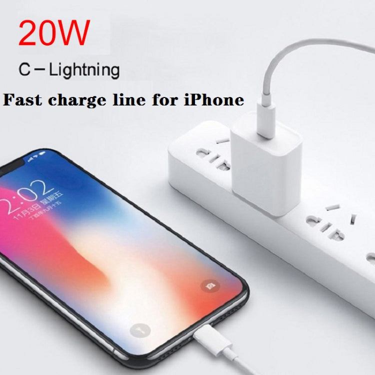 PD 20W Single USB-C / Type-C Port Travel Charger + 3A PD3.0 USB-C / Type-C to 8 Pin Fast Charge Data Cable Set, US Plug 1.5m