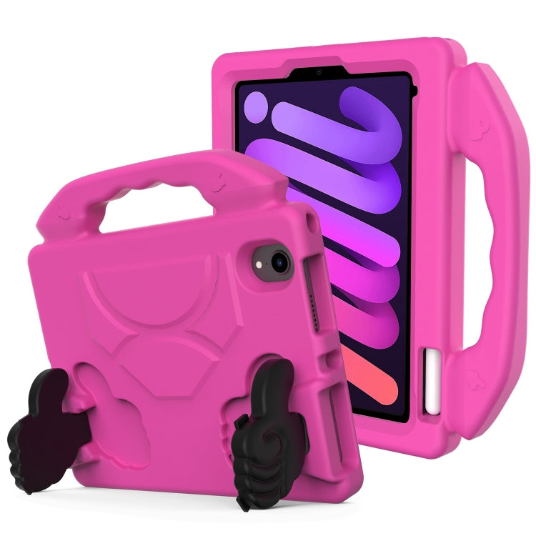 For iPad mini 6 / mini 2024 Children EVA Shockproof Tablet Case with Thumb Bracket(Rose Red)