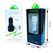 TE-092 36W Dual QC3.0 USB Fast Car Charger(Black)