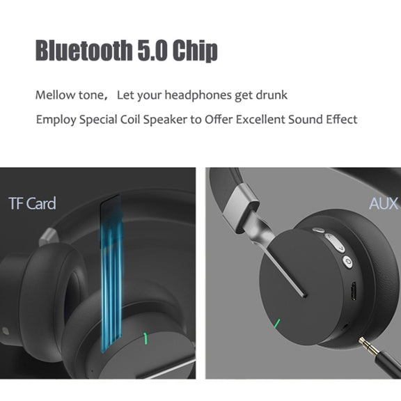 P3 Wireless 5.0 Super Bass HIFI Stereo Gaming Headset with Microphone, Support TF / FM / AUX(Black)