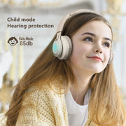 BT06C Cute Wireless Bluetooth 5.0 Headset for Children with Microphone LED Light Suppport Aux-in(Purple)