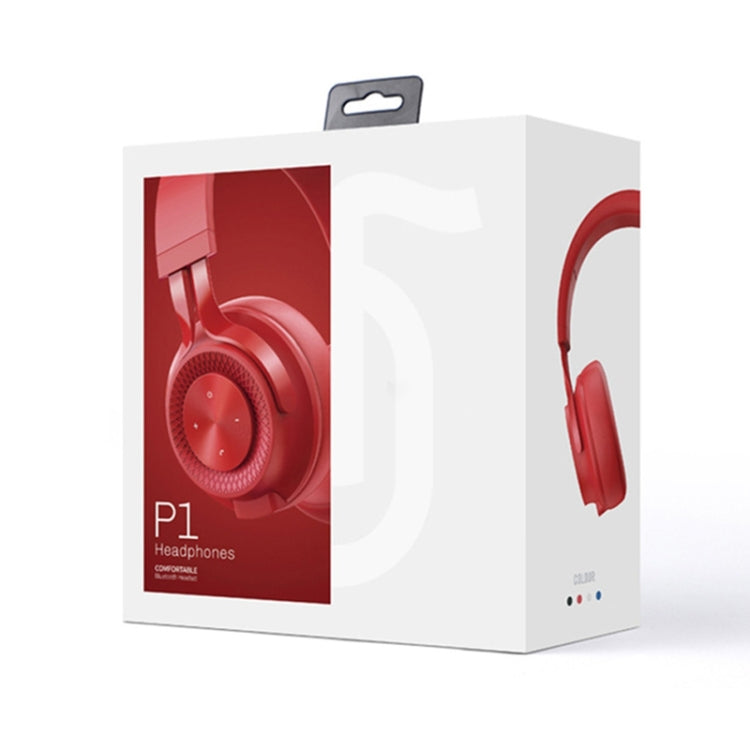 P1 Wireless Bluetooth 5.0 Stereo Soft Leather Earmuffs Foldable Headset Built-in Mic for PC / Cell Phones(Black)