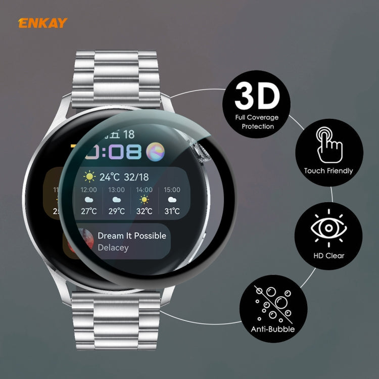 10 PCS For Huawei WATCH 3 46mm ENKAY Hat-Prince 3D Full Coverage Soft PC Edge + PMMA HD Screen Protector Film