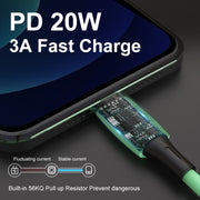 ENKAY Hat-Prince ENK-CB209 PD 20W 3A Type-C to 8 Pin Silicone Data Sync Fast Charging Cable, Cable Length: 1.2m(Purple)