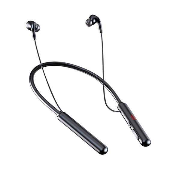 960 Neckband Magnetic Stereo Headphone with LED Display Support TF Card(Black)