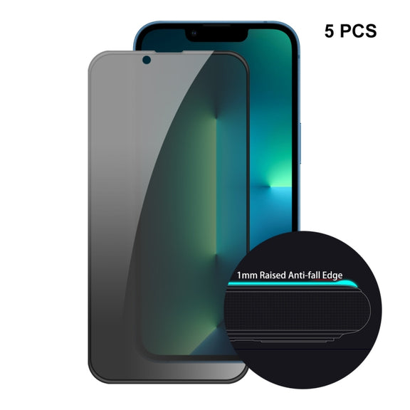 For iPhone 13 Pro Max 5pcs ENKAY Hat-Prince Full Coverage Anti-drop Privacy Screen Protector Anti-spy Tempered Glass Film