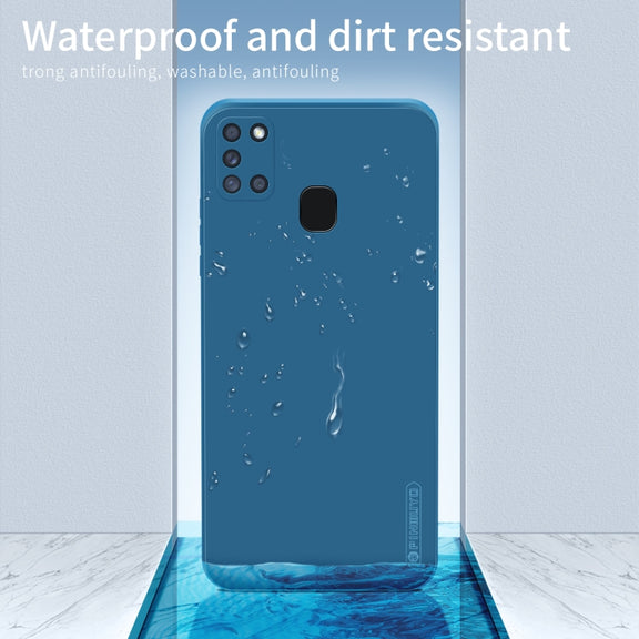 For Samsung Galaxy A21s PINWUYO Touching Series Liquid Silicone TPU Shockproof Case(Blue)