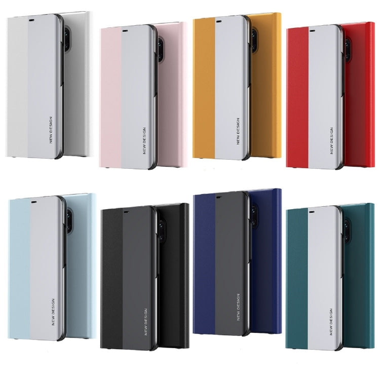 For Huawei P30 Side Electroplated Dormant Ultra-Thin Horizontal Flip Leather Case with Holder(Black)