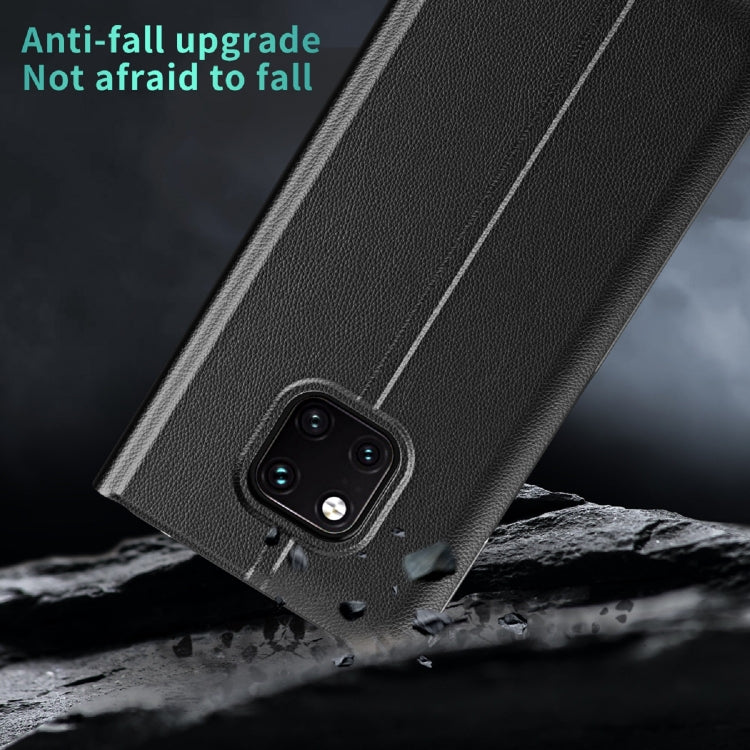 For Huawei P30 Side Electroplated Dormant Ultra-Thin Horizontal Flip Leather Case with Holder(Black)