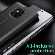 For Huawei P30 Pro Side Electroplated Dormant Ultra-Thin Horizontal Flip Leather Case with Holder(Black)
