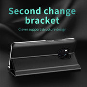 For Huawei P30 Pro Side Electroplated Dormant Ultra-Thin Horizontal Flip Leather Case with Holder(Black)