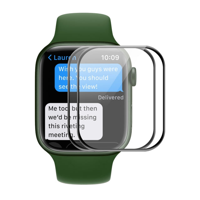2 PCS ENKAY Hat-Prince Case Friendly 3D Full Screen PET Curved Hot Bending HD Screen Protector Film For Apple Watch Series 7 41mm(Black)