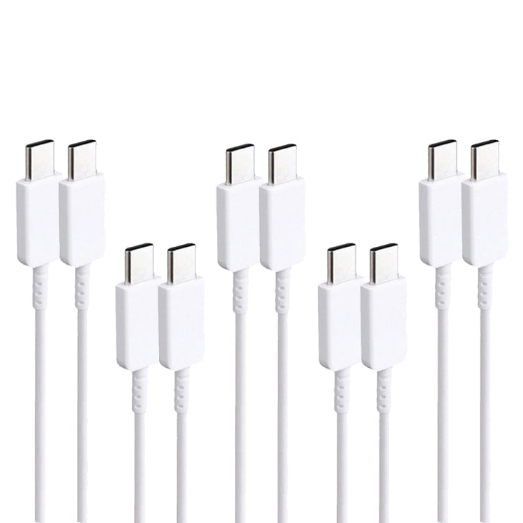 XJ-69 5 PCS 1m 3A USB-C / Type-C to Type-C TPU Charging Sync Data Cable for Mobile Phone(White)