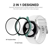ENKAY Hat-Prince Full Coverage PC Frame + Tempered Glass Protector Composite Case for Samsung Galaxy Watch4 40mm(White) - Watch Cases by ENKAY