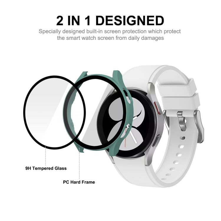 ENKAY Hat-Prince Full Coverage PC Frame + Tempered Glass Protector Composite Case for Samsung Galaxy Watch4 40mm(White) - Watch Cases by ENKAY