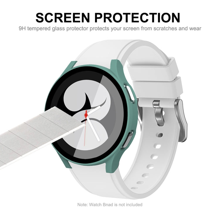 ENKAY Hat-Prince Full Coverage PC Frame + Tempered Glass Protector Composite Case for Samsung Galaxy Watch4 40mm(Transparent) - Watch Cases by ENKAY