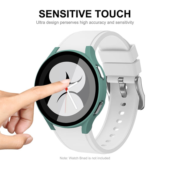 ENKAY Hat-Prince Full Coverage PC Frame + Tempered Glass Protector Composite Case for Samsung Galaxy Watch4 40mm(Transparent) - Watch Cases by ENKAY
