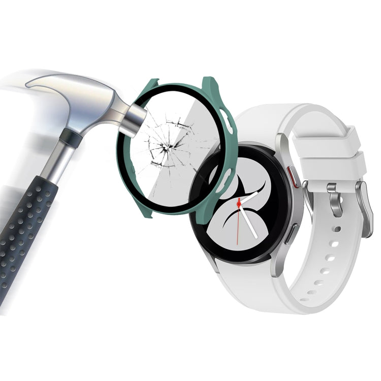 ENKAY Hat-Prince Full Coverage PC Frame + Tempered Glass Protector Composite Case for Samsung Galaxy Watch4 44mm(Green) - Watch Cases by ENKAY
