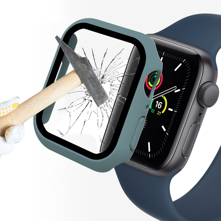 ENKAY Hat-Prince 2 in 1 PC Frame + 9H Tempered Glass Protector Full Coverage Case For Apple Watch Series 8 / 7 45mm(Green)