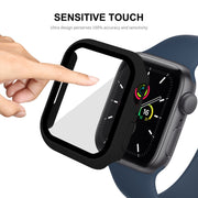 ENKAY Hat-Prince 2 in 1 PC Frame + 9H Tempered Glass Protector Full Coverage Case For Apple Watch Series 8 / 7 45mm(Red)