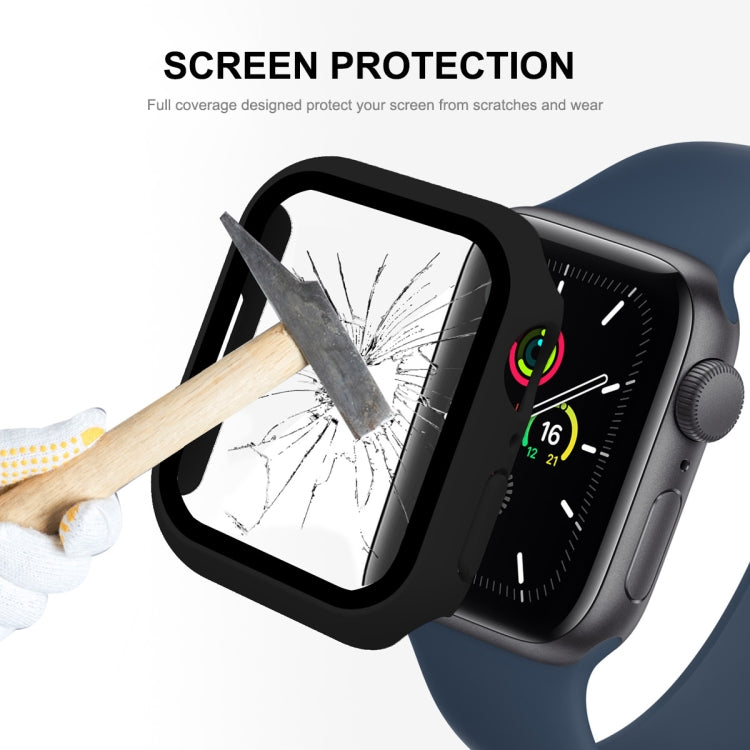 ENKAY Hat-Prince 2 in 1 PC Frame + 9H Tempered Glass Protector Full Coverage Case For Apple Watch Series 8 / 7 45mm(Red)