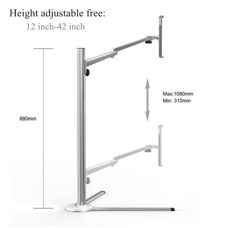 UP-6S Floor-standing Lazy Three-legged Liftable Stand  for 3.5-13 inch Mobile Phones and Tablets