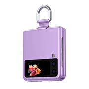For Samsung Galaxy Z Flip3 5G Skin Feel Folding Phone Case with Drawstring Key Chain(Purple)