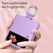 For Samsung Galaxy Z Flip3 5G Skin Feel Folding Phone Case with Drawstring Key Chain(Rose Gold)